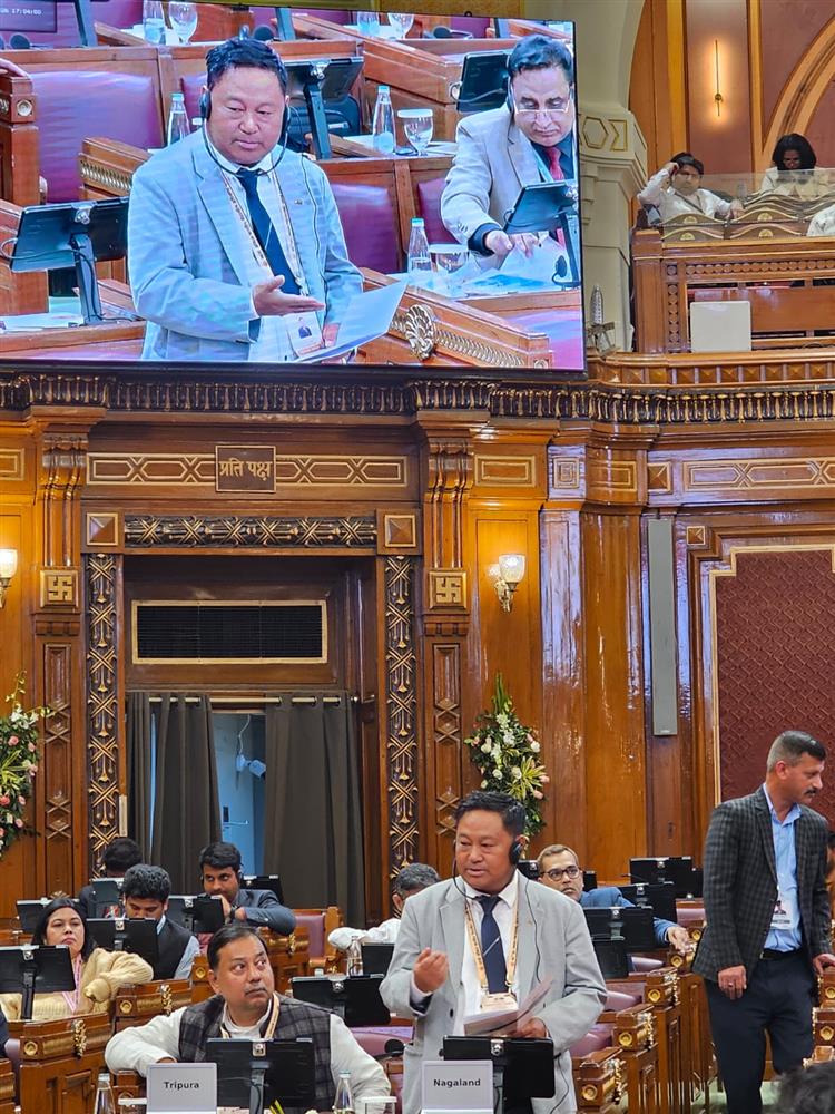 Shri. S Toiho Yeptho, Hon'ble Deputy Speaker, NLA delivering his speech on the Conference's agenda "Capacity Building of Legislators to Increase Effeciency and Strengthen Democratic Governance".